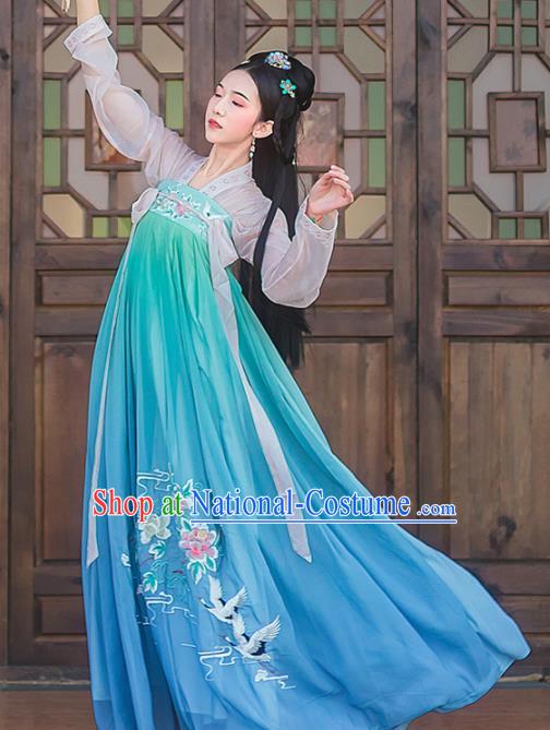 Chinese Ancient Palace Embroidered Hanfu Dress Traditional Tang Dynasty Princess Historical Costume for Women