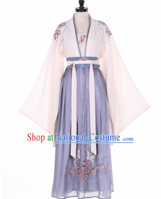 Chinese Ancient Peri Princess Embroidered Hanfu Dress Traditional Tang Dynasty Imperial Consort Historical Costume for Women