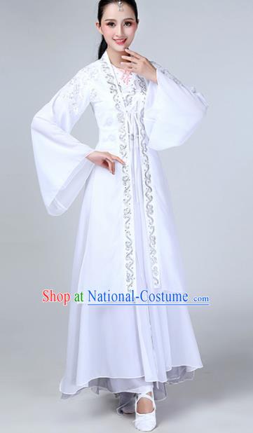 Chinese Traditional Stage Performance Dance Costume Classical Dance White Dress for Women