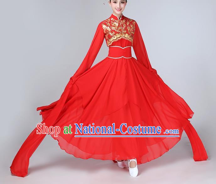 Chinese Traditional Water Sleeve Dance Costume Classical Dance Red Hanfu Dress for Women