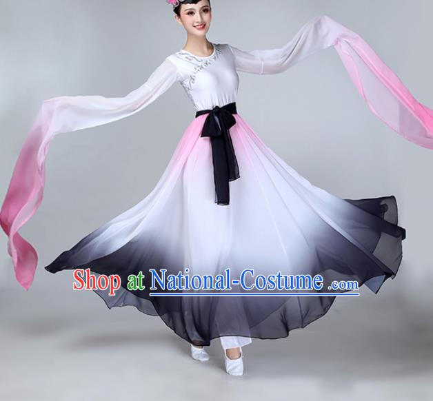 Chinese Traditional Stage Performance Umbrella Dance Costume Classical Dance Water Sleeve Dress for Women