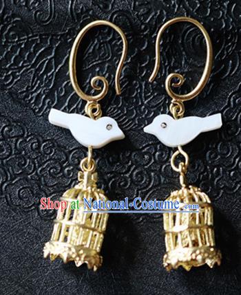 Chinese Ancient Traditional Handmade Birdcage Earrings Classical Ear Accessories for Women