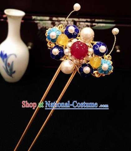 Chinese Ancient Handmade Palace Blueing Butterfly Hairpins Traditional Classical Hair Accessories for Women