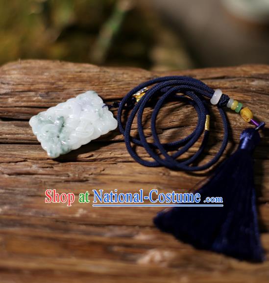 Chinese Traditional Handmade Tassel Jade Pendant Classical Pressure Front Accessories for Women