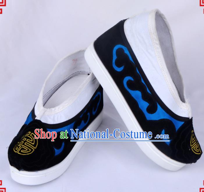 Professional Chinese Beijing Opera Shoes Ancient Landlord Shiva Blue Shoes for Women