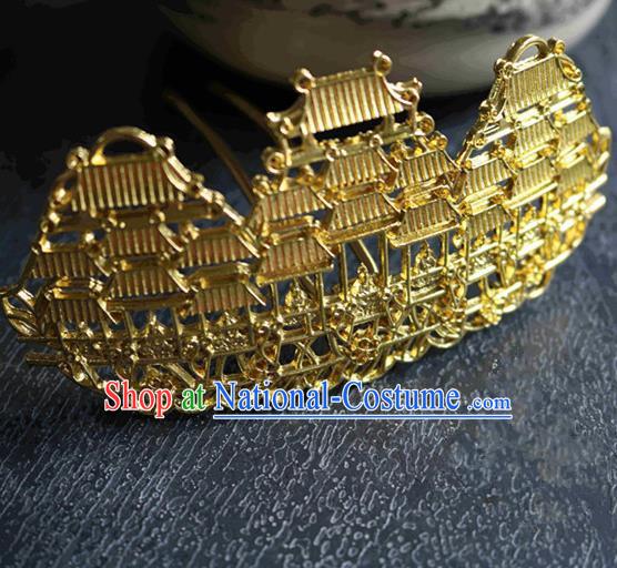 Chinese Traditional Handmade Golden Palace Hairpins Classical Hair Accessories for Women