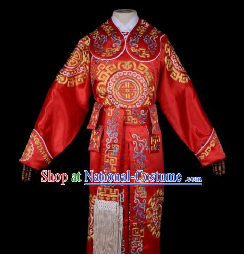 Professional Chinese Beijing Opera Takefu Costume Ancient Swordsmen Red Clothing for Adults