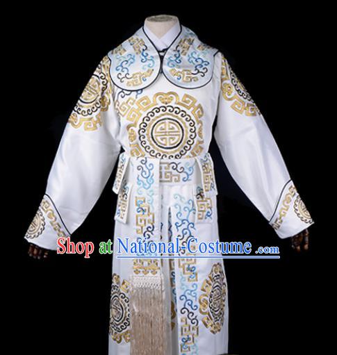 Professional Chinese Beijing Opera Takefu Costume Ancient Swordsmen White Clothing for Adults