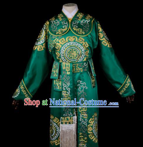 Professional Chinese Beijing Opera Takefu Costume Ancient Swordsmen Green Clothing for Adults