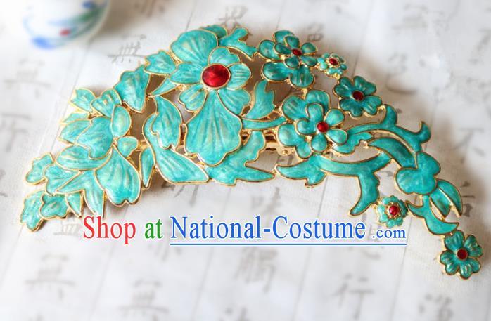 Chinese Ancient Traditional Handmade Palace Green Hair Comb Classical Hair Accessories for Women