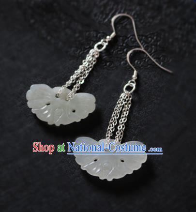 Chinese Ancient Traditional Handmade Jade Earrings Classical Ear Accessories for Women