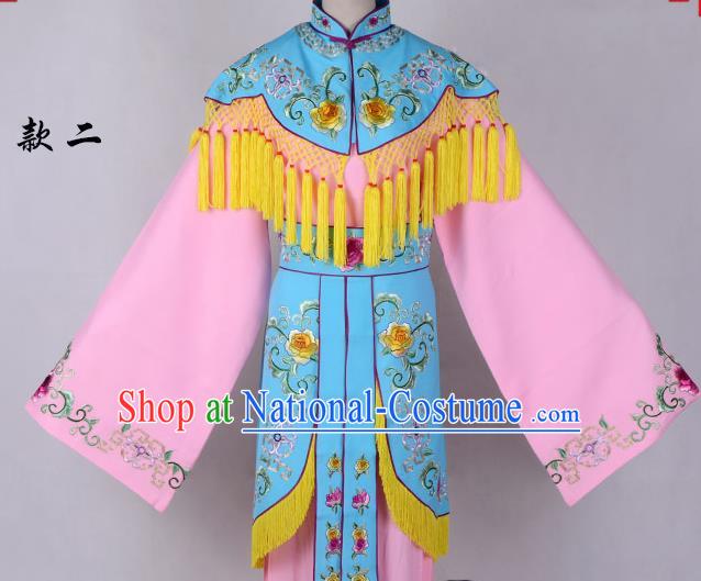 Professional Chinese Traditional Beijing Opera Costume Peri Blue Embroidered Dress for Adults