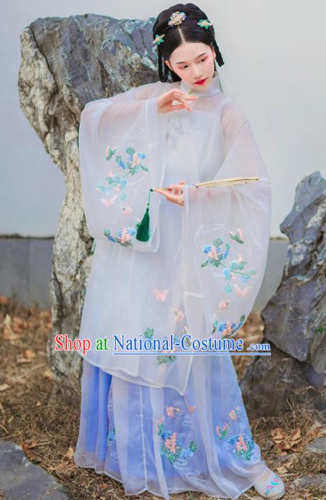 Chinese Ancient Imperial Consort Embroidered Hanfu Dress Ming Dynasty Traditional Historical Costume for Women