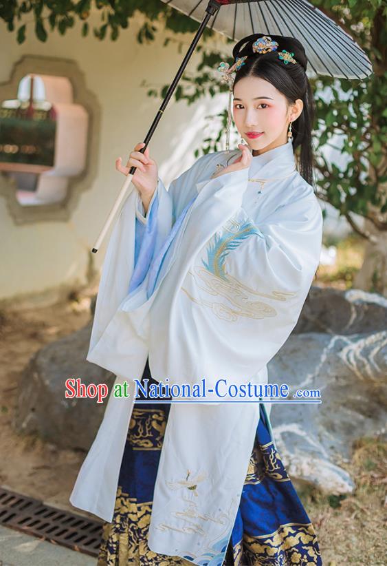 Chinese Ancient Ming Dynasty Imperial Consort Embroidered Historical Costume Complete Set for Women