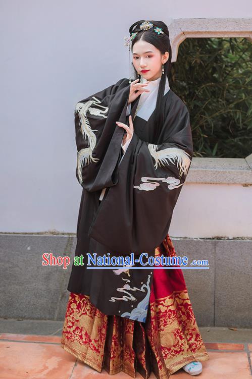 Chinese Ancient Ming Dynasty Embroidered Historical Costume Traditional Hanfu Dress for Women