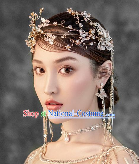 Chinese Ancient Handmade Butterfly Hair Clasp Bride Hairpins Traditional Classical Wedding Hair Accessories for Women