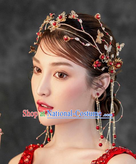 Chinese Ancient Handmade Bride Tassel Hair Clasp Hairpins Traditional Classical Wedding Hair Accessories for Women