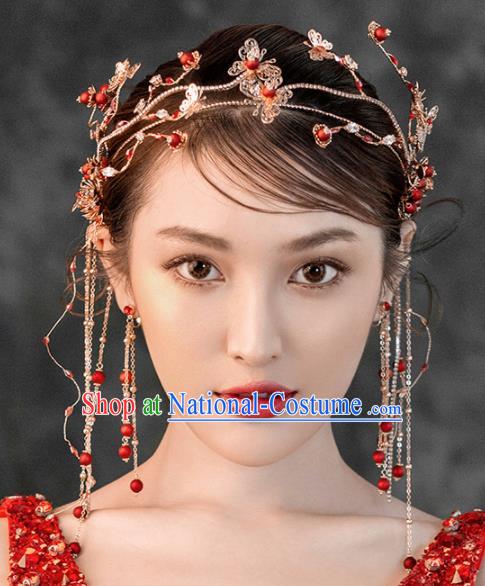 Chinese Ancient Handmade Bride Tassel Hair Clasp Hairpins Traditional Classical Wedding Hair Accessories for Women