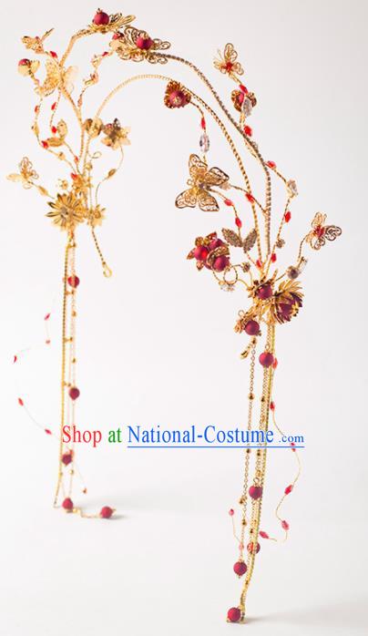 Chinese Ancient Handmade Bride Tassel Hair Clasp Hairpins Traditional Classical Wedding Hair Accessories for Women