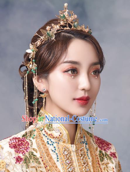 Chinese Ancient Bride Butterfly Phoenix Coronet Hairpins Traditional Wedding Hair Accessories for Women