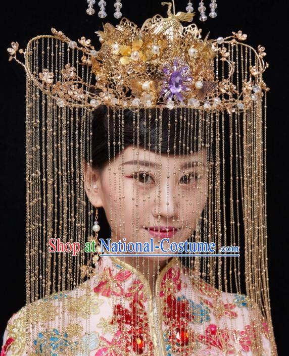 Top Grade Chinese Ancient Queen Phoenix Coronet Hairpins Traditional Hair Accessories Headdress for Women