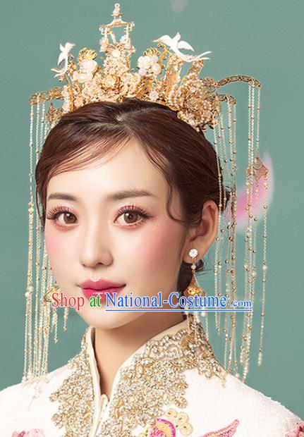 Chinese Ancient Palace Birds Phoenix Coronet Hairpins Traditional Wedding Hair Accessories for Women