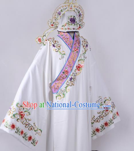 Professional Chinese Beijing Opera Niche Costume Ancient Scholar White Robe for Adults