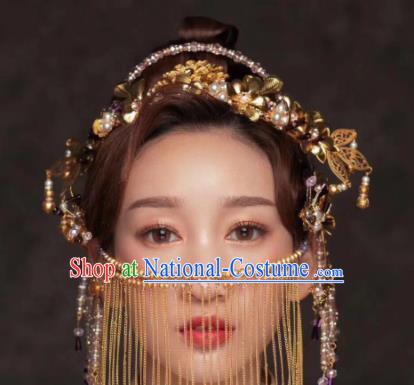 Chinese Ancient Queen Golden Peony Hair Clasp Hairpins Traditional Palace Hair Accessories Headdress for Women