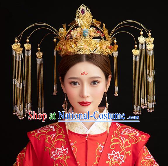 Chinese Ancient Palace Queen Phoenix Coronet Hairpins Traditional Hair Accessories Headdress for Women