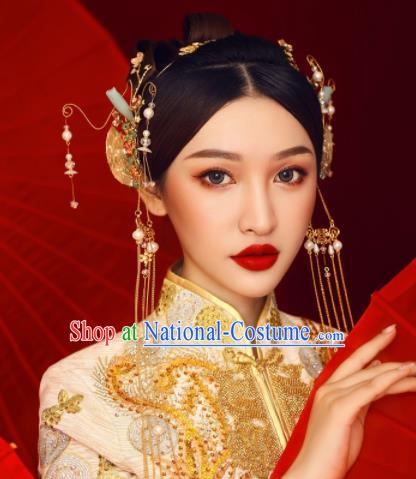 Chinese Ancient Bride Hairpins Tassel Hair Clasp Traditional Hair Accessories Headdress for Women