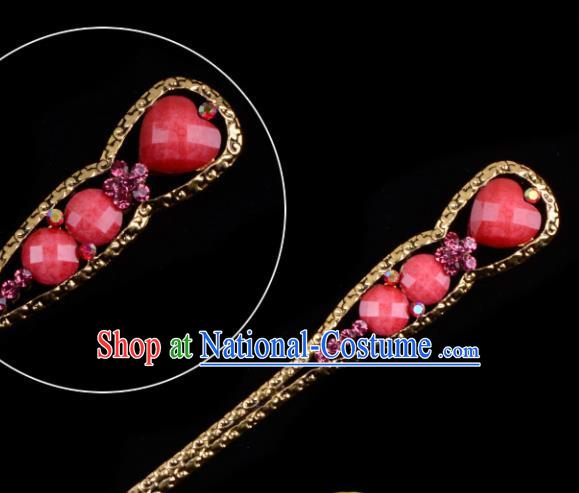 Chinese Beijing Opera Diva Hair Accessories Ancient Peri Rosy Hairpins for Women