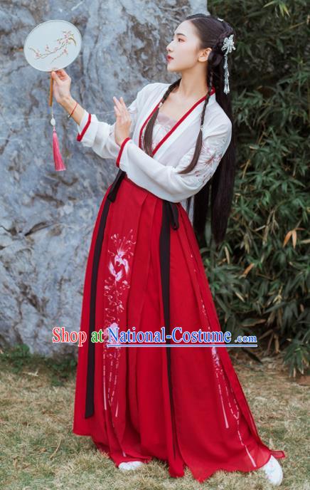 Chinese Traditional Tang Dynasty Historical Costume Ancient Young Lady Hanfu Dress for Women