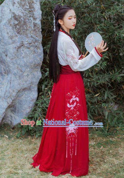 Chinese Traditional Tang Dynasty Historical Costume Ancient Young Lady Hanfu Dress for Women