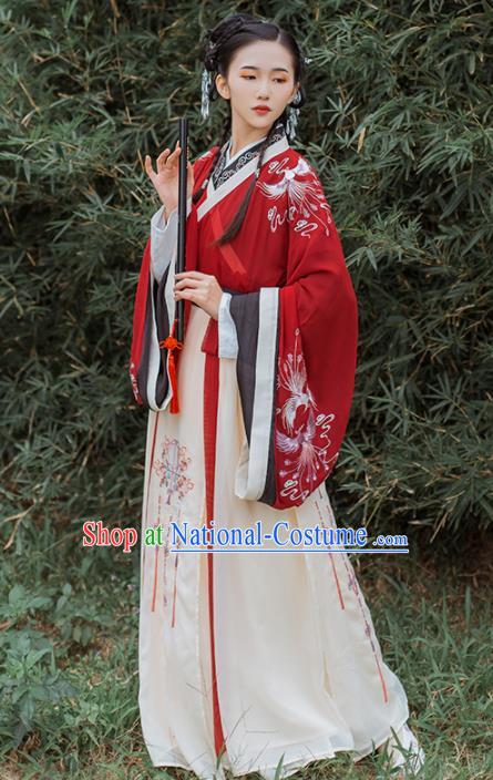 Chinese Traditional Jin Dynasty Nobility Lady Historical Costume Ancient Princess Wedding Hanfu Dress for Women