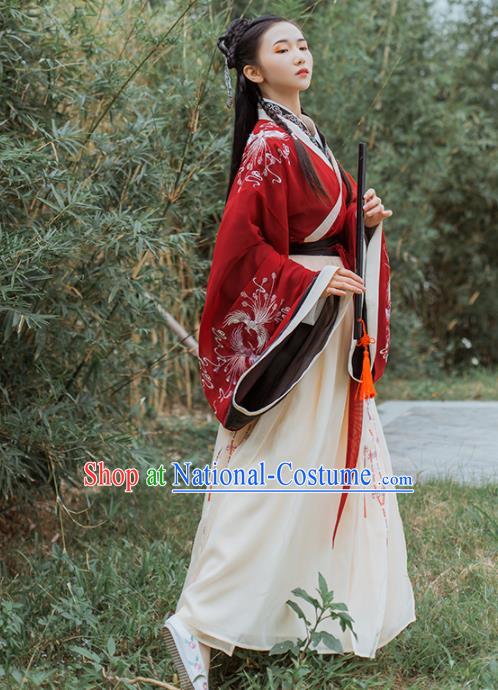 Chinese Traditional Jin Dynasty Nobility Lady Historical Costume Ancient Princess Wedding Hanfu Dress for Women