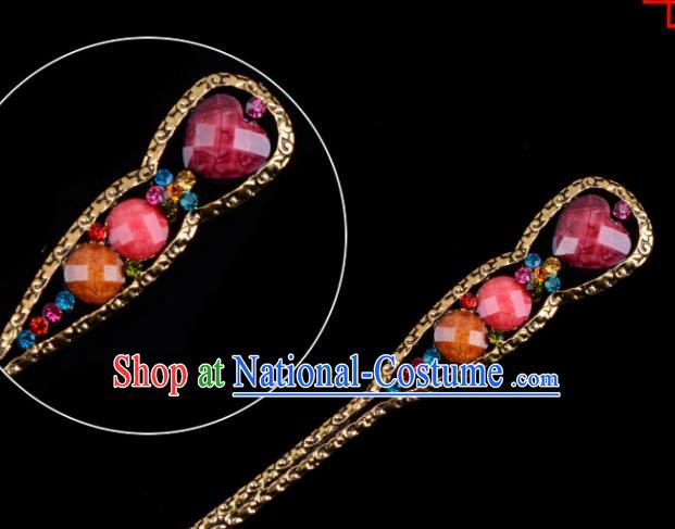 Chinese Beijing Opera Diva Hair Accessories Ancient Peri Purple Hairpins for Women