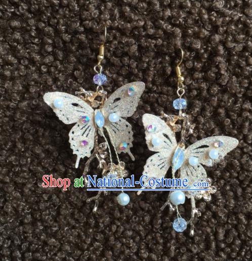 Chinese Handmade Golden Butterfly Earrings Traditional Ancient Palace Ear Accessories for Women