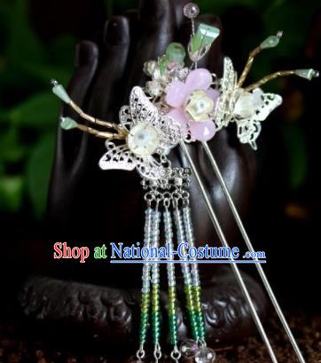 Top Grade Chinese Ancient Queen Butterfly Hairpins Tassel Step Shake Traditional Hair Accessories Headdress for Women