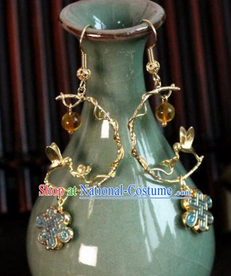 Chinese Handmade Hanfu Earrings Traditional Ancient Palace Ear Accessories for Women