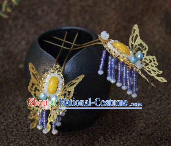 Top Grade Chinese Ancient Bride Wedding Butterfly Hairpins Tassel Step Shake Traditional Hair Accessories Headdress for Women