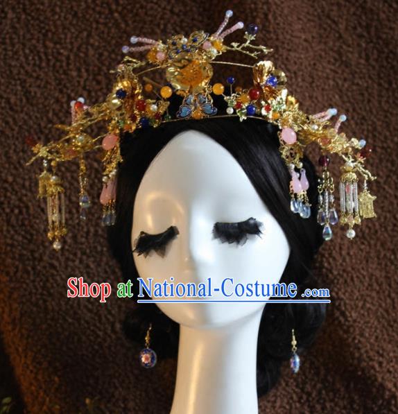 Top Grade Chinese Ancient Bride Wedding Phoenix Coronet Hairpins Traditional Hair Accessories Headdress for Women