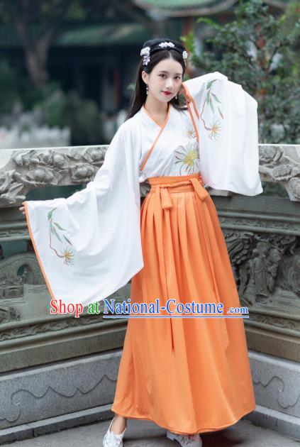 Traditional Ancient Chinese Jin Dynasty Princess Embroidered Replica Costume for Women