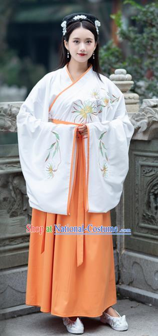 Traditional Ancient Chinese Jin Dynasty Princess Embroidered Replica Costume for Women