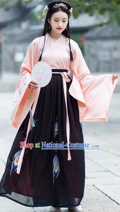 Traditional Ancient Chinese Jin Dynasty Palace Hanfu Dress Princess Embroidered Replica Costume for Women