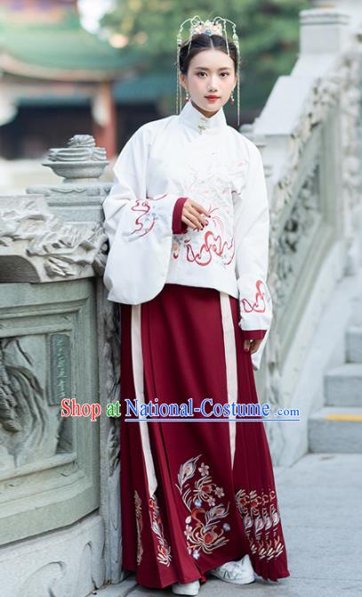 Traditional Chinese Ming Dynasty Hanfu Dress Ancient Nobility Lady Embroidered Replica Costume for Women