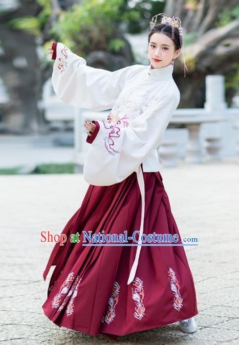 Traditional Chinese Ming Dynasty Hanfu Dress Ancient Nobility Lady Embroidered Replica Costume for Women