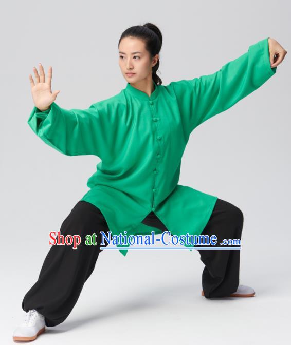 Chinese Traditional Tai Chi Group Green Costume Martial Arts Competition Clothing for Women