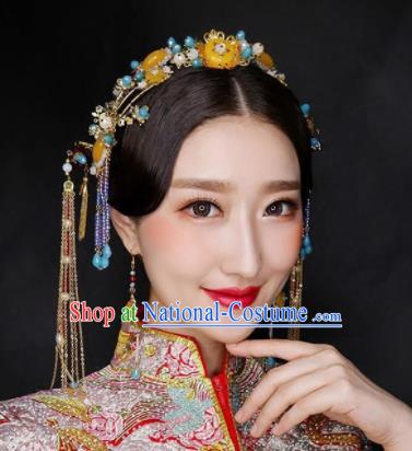 Top Grade Chinese Ancient Bride Wedding Tassel Hair Clasp Hairpins Traditional Hair Accessories Headdress for Women