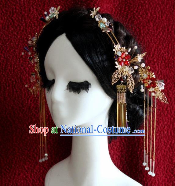 Top Grade Chinese Ancient Bride Wedding Tassel Step Shake Hairpins Traditional Hair Accessories Headdress for Women