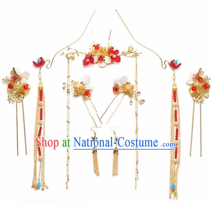 Top Grade Chinese Ancient Bride Wedding Tassel Hair Clasp Hairpins Traditional Hair Accessories Headdress for Women